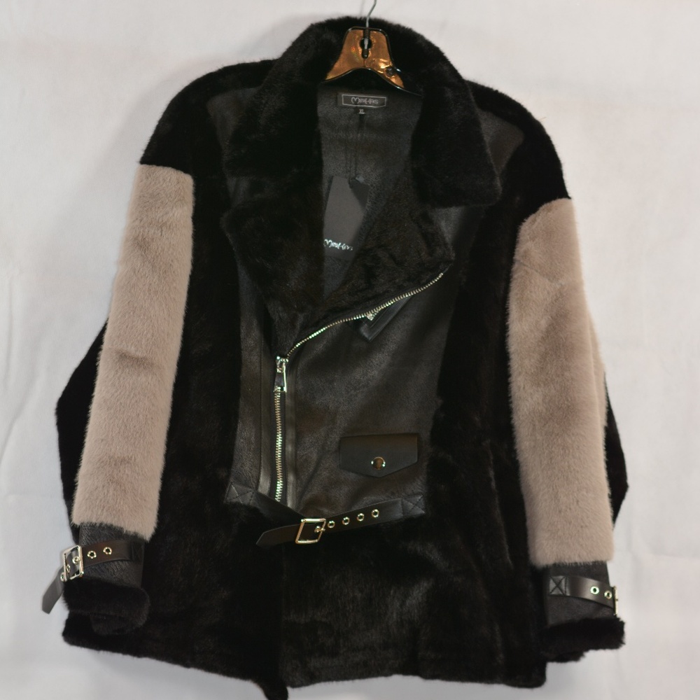 Minkas Faux Fur Jacket Sz XL NWT
